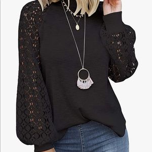 Black Lacey Style Long Sleeve Top